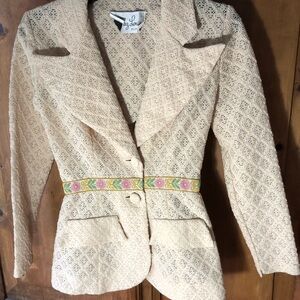 Vintage Elegant Cream Lace Women's Blazer